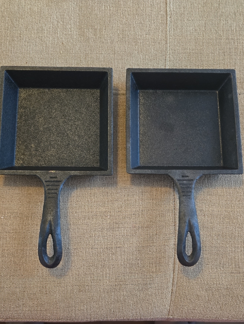 Pair Of Small Square Cast Iron Skillets